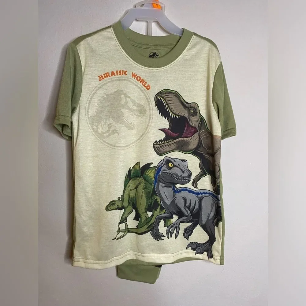 New Jurassic Park Boys Short Sleeve Pajamas Set, 2-Piece Size Small 6-7